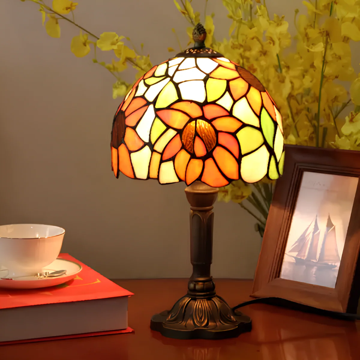 Antique Stained Glass Lamp - Image 4