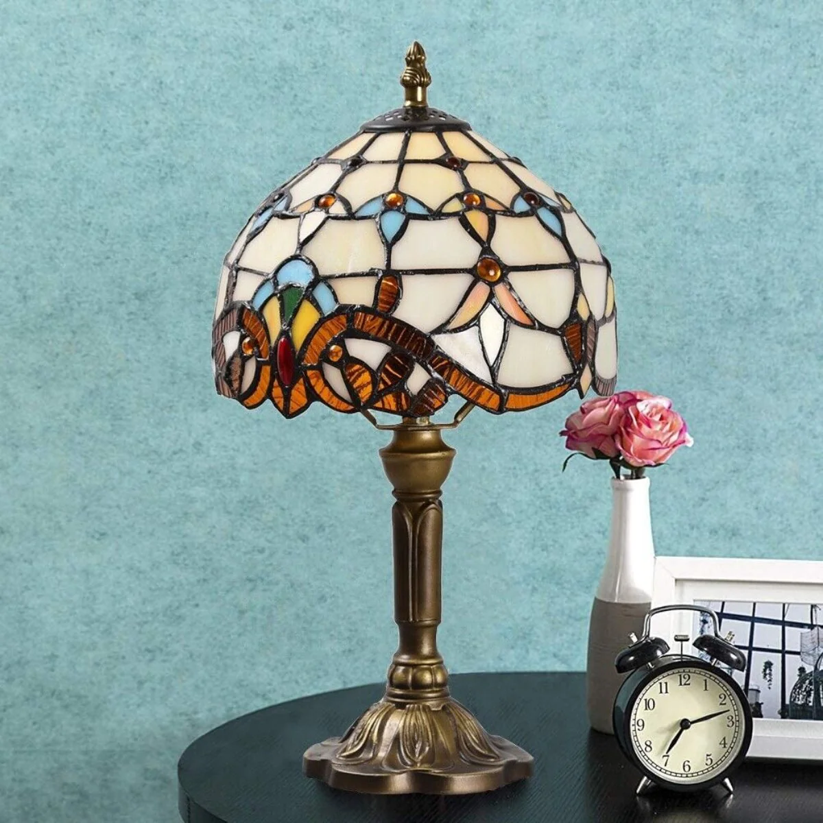 Antique Stained Glass Lamp - Image 6
